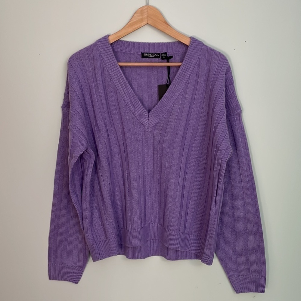 Brave soul ribbed Kansas v neck sweater - New with tag - Picture 5 of 9